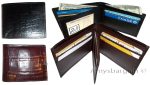 3 new man's bi-fold leather wallet credit card id change purse 2 bill slot