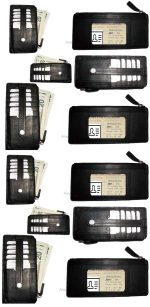 Lot of 12 Black Solid Genuine Leather Wallet, Zipper Case Credit Card ID Holder