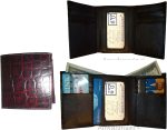 Lot of 2 Italian Style Crocodile Printed Leather Man's Brown Trifold wallet BNWT