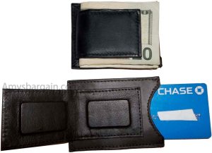 Lot of 2 Leather money Clip, Money holder, Black/Brown money clip card case bnwt