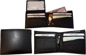 Lot of 3 Men's Bifold Leather wallet 3 bill slots 10 card spaces Zip coin case