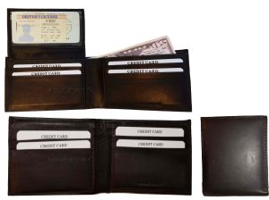 Lot of 3 Men's Brown Bifold Calfskin leather 2 Bill slots 7 card 1 ID Window NWT
