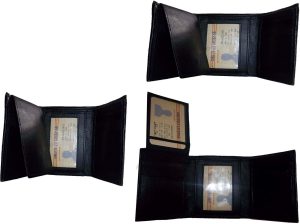 Lot of 3 New Trifold Leather Man’s wallet 2 ID 6 card 2 bill slots new wallet