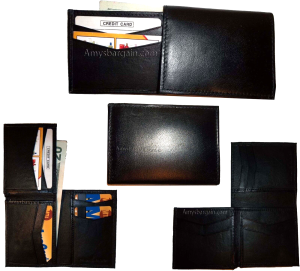 Lot of 4 New Style Trifold Leather Man’s Black wallet 7 Credit cards ID case NWT
