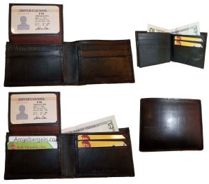 Lot of 4 New man's skinny leather Bi-fold wallet 6 bank card holder 2 bill slots