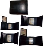 Lot of 5 New Trifold Leather Man’s wallet 2 ID 2 bill slots Black 6 card wallet