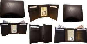 Lot of 6 New Men's Brown leather Trifold wallet 6 credit cards 2 bill slots