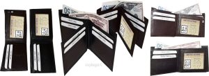 Lot of 6 men's bifold leather wallet 3 bill slots id case change case brand new