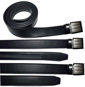 Men's belt leather dress Belt w/ auto Lock sliding buckle XL black belt #76