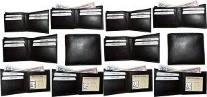 lot of 12 men's bifold leather wallet 3 billfold pockts id case change case new