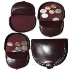 2 Burgundy Unisex Leather change purses Coin case Vintage styled change purse