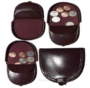 2 Burgundy Unisex Leather change purses Coin case Vintage styled change purse