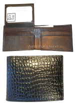 2 New Crocodile Skin Printed Leather man's bi fold wallet 2 bill slots 6 card ID