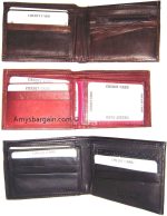 Leather 2-in-1 man's wallet 9 credit card space zip change purse sued lined bnwt