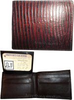 Lot of 2 New Lizard Skin Printed Leather Man's Brown billfold wallet 6 cards ID