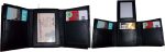 Lot of 2 New Trifold Leather Men’s wallet Black 1 ID 9 cards 2 bill spaces