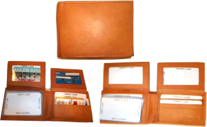Lot of 3. Man's Wallet. Bi fold Leather Wallet 12 Credit Cards 2 IDs Suede lined