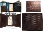 Lot of 4 Italian Style Woven Printed Leather Man's Brown Trifold walletI ID BNWT