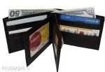 Men's Bifold Black wallet genuine Leather 12 credit card 3 ID 2 Bill pockets