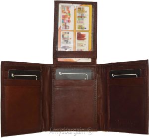 Men's Wallet,1 Center piece Trifold Men's ID 9 card 2 bill slots Trifold wallet