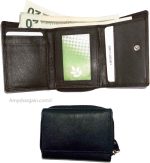Women's wallet leather brown small billfold 6 card 2 IDs windows change purse #1