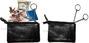 Lot of 2. Change Purse, Leather mini wallet, Card case, Zip coin case, key ring