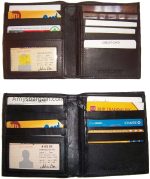 Lot of 2 Men's wallet Genuine Leather Hipster bifold Black brown billfold wallet