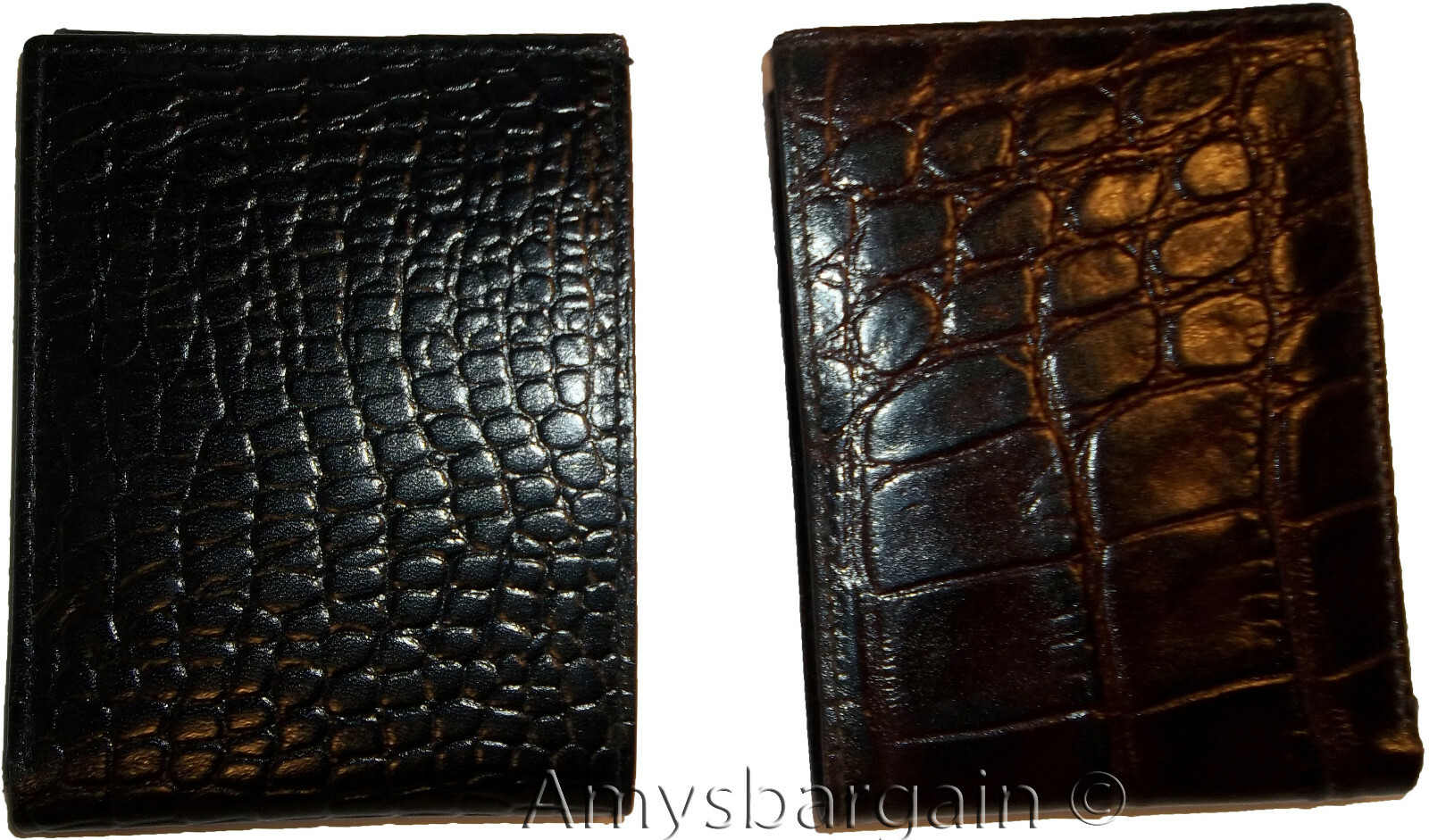 Lot of 2 New Crocodile Skin Printed Leather man's bi fold wallet 6 cards ID BNWT - Image 6