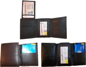 Lot of 3 New Trifold Leather Man’s wallet 2 ID 6 card 2 bill slots br new wallet