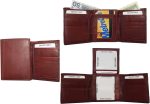 Lot of 3 new men's trifold leather wallet 3 id center piece new men's billfold