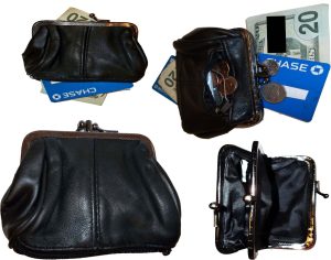 Lot of 4 New Ladies 2 Sided 2 Pockets Leather Change Purse Coin purse zip case*+