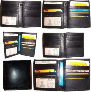 Lot of 6 Men's wallet Genuine Leather Hipster Bifold Black, Men's billfold, NWT