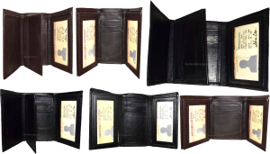 Lot of 6 New Trifold Leather Man’s wallet 9 card space 2 ID Window 2 bill slots