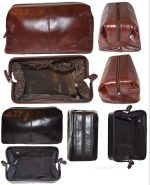 Man's grooming bag large leather cosmetic make up case new leather toiletry case
