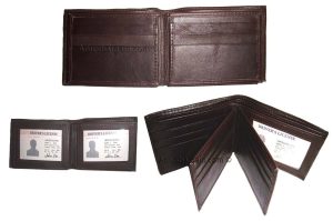 Men's Leather Wallet Bifold wallet 9 Card Holder 3 ID Bill slots Wallet Br New