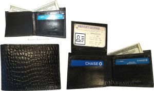 Men's Wallet Crocodile skin printed Genuine Leather Bifold wallet 2 Bill pockets