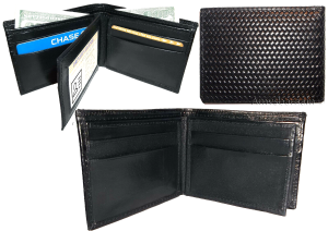 New Italian styled Woven printed leather man's bi-fold wallet 9 Credit card+ID