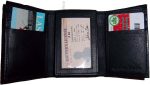 man’s wallet trifold leather wallet id window 9 card 2 bill spaces new one