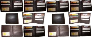 Lot of 12 Leather Hipster wallet billfold brown Bifold zip coin purse wallet NWT