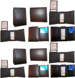 Lot of 12 New Trifold Leather Man’s wallet 2 ID 2 bill slots Brown 6 card wallet