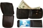 Lot of 2 New Zip around men's Leather wallets 1 Block 1 Brown Zip man's Bi fold