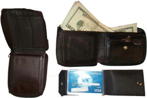 Lot of 2 New Zip around men's Leather wallets 1 Block 1 Brown Zip man's Bi fold