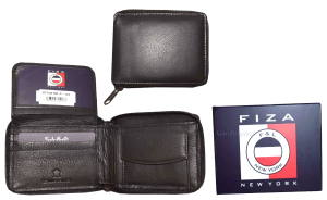 Lot of 3 Zip around FIZA NY leather men's wallet Brown Bi-fold wallet 6 card BN
