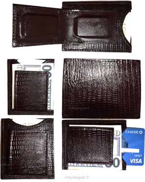 Lot of 5 leather money clip Brown Lizard skin printed unbranded money Clips new