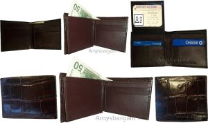 Lot of 6 Crocodile Skin Printed Leather man's Bifold wallet, ID, 2 billfolds New