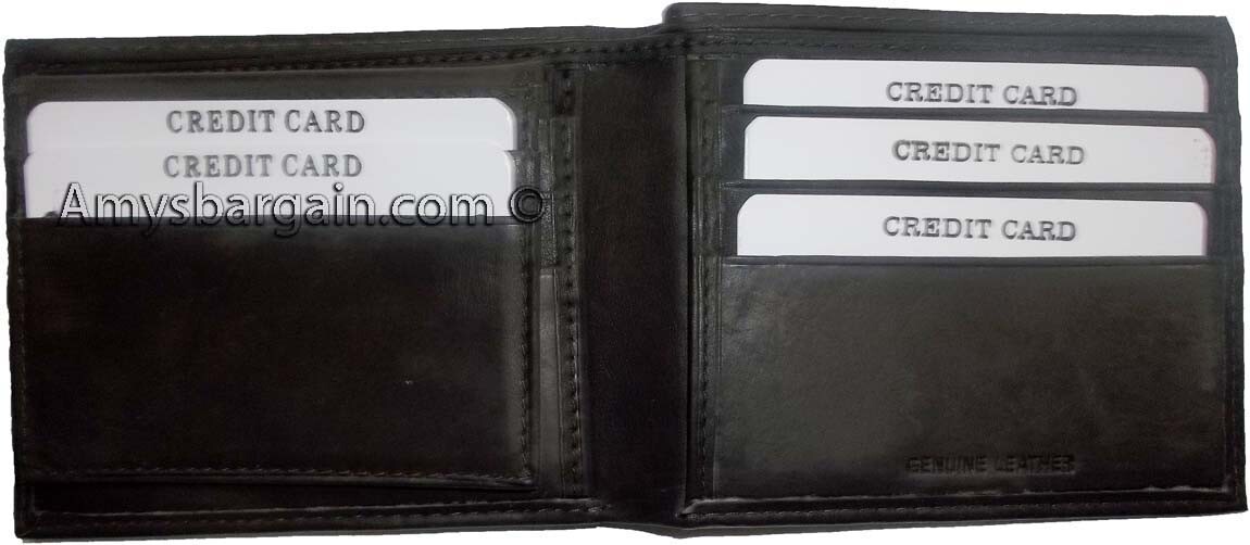 Lot of 6 New Men's Soft Leather Brown billfold Wallet 9 Credit ATM Card 2 ID NWT - Image 9