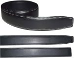 Men’s Leather belt strap Automatic sliding buckle Auto-lock Strap only Blk/white