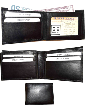 Men's  genuine lambskin leather billfold wallet brown credit card bifold wallet