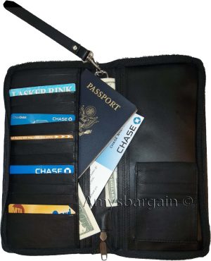 New Leather Organizer Checkbook wallet Airline tickets Passport 15 Credit Cards