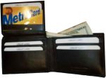 New style leather man's wallets 2 suede lined billfolds 1 zip 4 credit cards ID